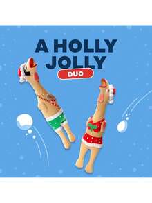 Outward Hound By Charming Pet Squawkers Earl Latex Squeaky Rubber Chicken Dog Toy, Funny Interactive Holiday Toy Dogs, Large Size - Earl Christmas - View 3