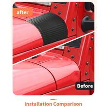 - Cubierta exterior de cubierta para JK JKU Unlimited Rubicon Sahara X Off Road Sport, protectores de esquina, capota lateral del motor, accesorios exteriores - Negro - - Ver 3