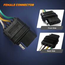 Extensin de de remolque de 4 vas de 4 pines, conector plano de 4 cables con enchufe macho y hembra 18 AWG 59 pulgadas de luz de enganche de remolque extensor de arns de cableado - 59 pulgadas - Ver 2