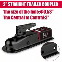 Acoplador de remolque recto negro de 2 pulgadas, bola de 2 pulgadas, ancho de canal, 3500 LBSTrailer, acoplador de lengeta - inicial - Ver 3