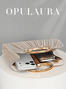 OpulAura 女士时尚闪亮水晶水钻晚宴手拿包，璀璨奢华水钻镶嵌正式礼服手提包，适合晚宴、派对、生日、婚礼等场合，可用作新娘手拿包、新年礼物