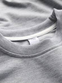 Tween Girls Letter Printed Simple Round Neck Long Sleeve Casual Top Sweatshirt - Grey - View 5