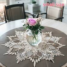 100% Polyester Embroidered Lace Hollow-Out Round Tablecloth, Suitable For Kitchen, Dining Room, Living Room, Round Dining Table, Home Decor, Holiday Decor, Birthday, Villa Party, Outdoor Picnic, Party, Wedding, 1pc - Multicolor - View 13