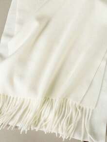1pc Women's Casual Solid Color Cashmere Scarf, Suitable For Keeping Warm In Early Winter Mornings And Evenings, Can Be Paired With Dresses.,Beach,Holiday - Milky White - View 3