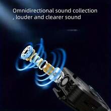 无线领夹式麦克风：具有智能降噪和 360° 拾音功能，黑色，带防风罩，一键连接，便携式领夹式麦克风，兼容 Android 智能手机/平板电脑、流媒体、视频博客、视频会议 - 黑色 - 查看 8