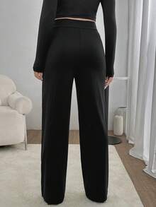 Pantaloni de maternitate cu croi drept, solizi - Negru - Vizualizare 4