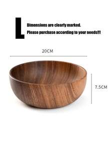 1pc Luxury Large Round Handcrafted Acacia Wood Salad Bowl - Wooden Serving Dish For Home And Restaurant Use - Elegant Unique Grain Pattern Restaurant Tableware - Brown - View 10