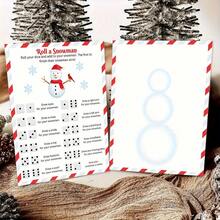 Christmas Draw A Snowman Game, Dice Rolling Game, Winter Family Christmas Game, Holiday Activity For Boys And Girls, Draw A Snowman Game, Holiday Classroom, Set Of 10 Double-Sided Printed Cards