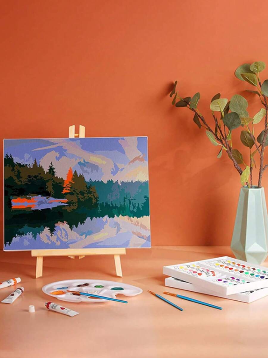 1 pieza Caballete de escritorio mini/mediano/grande, Caballete de pintura para niños de madera, Soporte de exhibición de marco de pintura digital al óleo, Soporte para tablero de pintura, Caballete triangular, Tablero de notas, También adecuado para soporte de teléfono/tableta