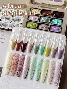 9-Colors Patting Glue Smudge Canned High Saturation Popular Semi-Solid Nail Polish Glue Nail Salon For DIY - 彩色 - 查看 2