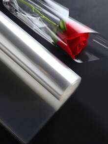 1 Roll Thick Waterproof Transparent Wrapping Paper, Suitable For Birthday, Baby Shower, Wedding Party, Gift Baskets And Flower Packaging - Transparent - View 8