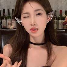 2个蝴蝶仙子耳夹，节日服装角色扮演耳环，万圣节角色扮演，无需耳洞的耳钉，精灵耳夹创意耳环，暗黑仙子耳朵 - 彩色 - 查看 14