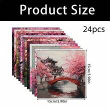 24/36 peças 5,9*5,9 polegadas bloco de papel para scrapbook com pintura de paisagem em flor de ameixa, papel criativo de alta qualidade para scrapbooking de um lado, para scrapbooking faça você mesmo, criação de cartões, diário e artesanato - Multicolorido - Ver 12