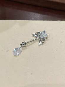 1 Pendiente de diamante rosa, pendiente colgante de conejo, zanahoria, gato y pez, pendiente de diamante de moda y temperamento femenino