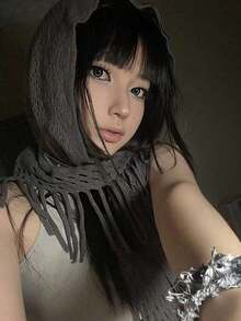 1 pieza Bufanda unisex con flecos, máscara facial de unicolor, pañuelo, accesorio versátil de triángulo, adecuado para novio, hermano, familia y accesorios de Halloween rave. Prenda de vestir cálida y suave de estilo punk callejero.