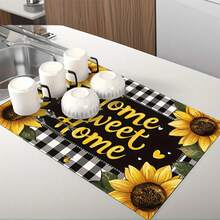 1pc Sunflower & Black White Checkered Heat-Resistant Glass Stove Top Protector - Non-Slip, Durable, Easy To Clean, Fits Electric Glass Stoves, Flat Top Ovens, Dryers, Coffee Makers - Stylish Kitchen Decor, Perfect Holiday Gift, Stove Top Protector, Appliance Accessory, Decorative Kitchenware, Easyclean Surface - 52公分*72公分/20.5吋*28.3英寸 - 查看 5