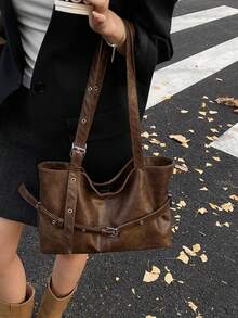 Bolsa tote de alta capacidade para deslocamento diário, nova bolsa de ombro de luxo para trabalho, outono/inverno