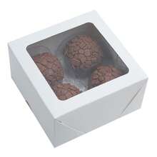 8x8x4 White Paper Box With Display Packaging For Fine Sweets, Brigadeiro, Gifts - White - View 1