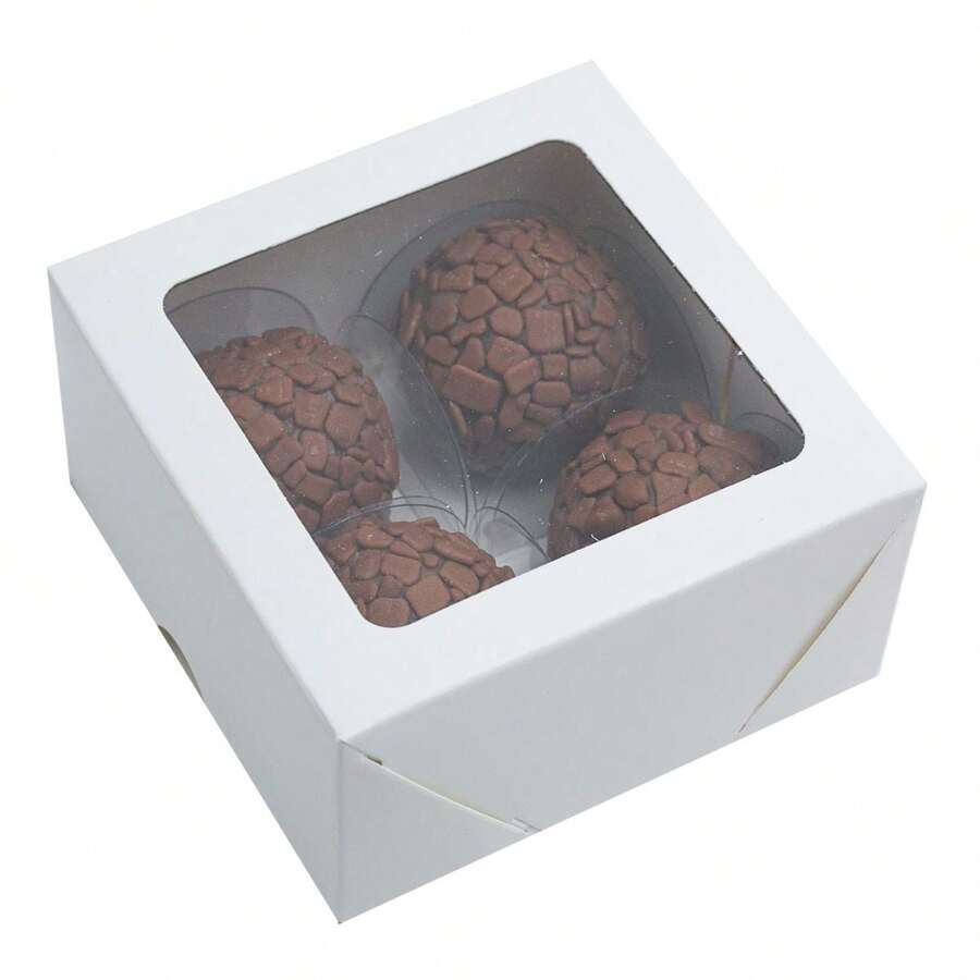 8x8x4 White Paper Box With Display Packaging For Fine Sweets, Brigadeiro, Gifts - White - View 1
