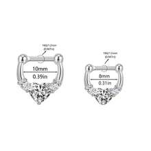 ADYJELY 1件装16G心形锆石鼻环，不锈钢低过敏性软骨耳环，金/银鼻中隔饰品，适用于鼻中隔穿孔，鼻中隔夹式耳环穿孔饰品，16G 8mm/10mm男女通用身体穿孔饰品 - J003 - 查看 3