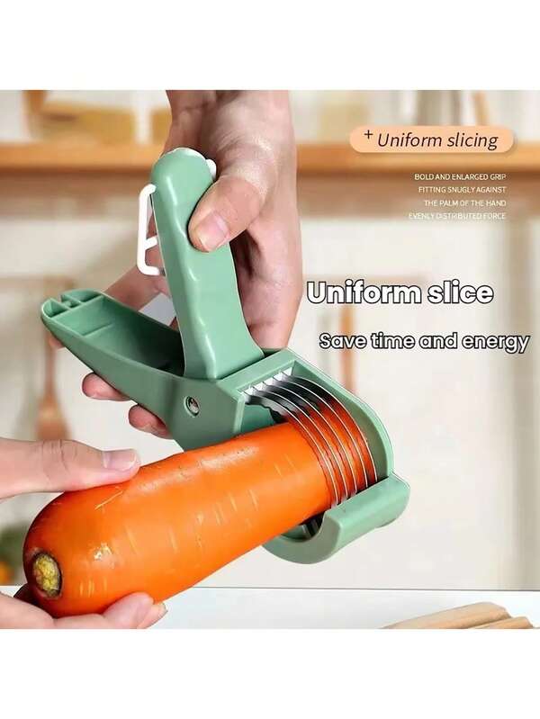 1pc Stainless Steel Vegetable & Fruit Slicer, Multi-Functional Salad Cutter, Handheld Vegetable Cutting Machine - Quick Carrot Slicer & Shredder, Fruit Slicer For Sausage, Banana, Cucumber, Lemon, Multi-Purpose Kitchen Vegetable & Fruit Cutter