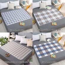 Washable Mattress Protector, Unisex Incontinence Mattress Pad, Reusable Mattress Cover, Non-Slip, Blue Plaid