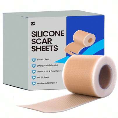 Láminas de silicona para cicatrices Cinta quirúrgica (rollo de 1.6"X60") Parches para la cara Tiras para cesárea, Vendas para cicatrices sensibles a la piel para queloides, estiramiento y cobertura de abdominoplastia