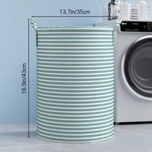 1 Striped Laundry Basket With Handle, Foldable Fabric Bathroom Laundry Basket, Toy Laundry Basket, Bucket Laundry Basket