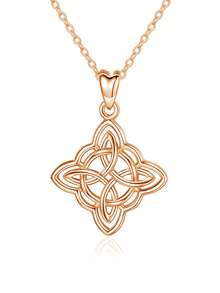 1pc 925 Sterling Silver Simple Witch Knot Pendant Necklace, Suitable For Women's Daily Wear, Gift For Girlfriend, Wife, Mother On Birthday, Anniversary - Silver - View 14