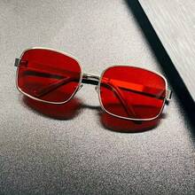 Silver Eyeglass Frames For Men And Women Temperament Dark Red Red Lenses Thin Glasses - 玫紅色 - 查看 1