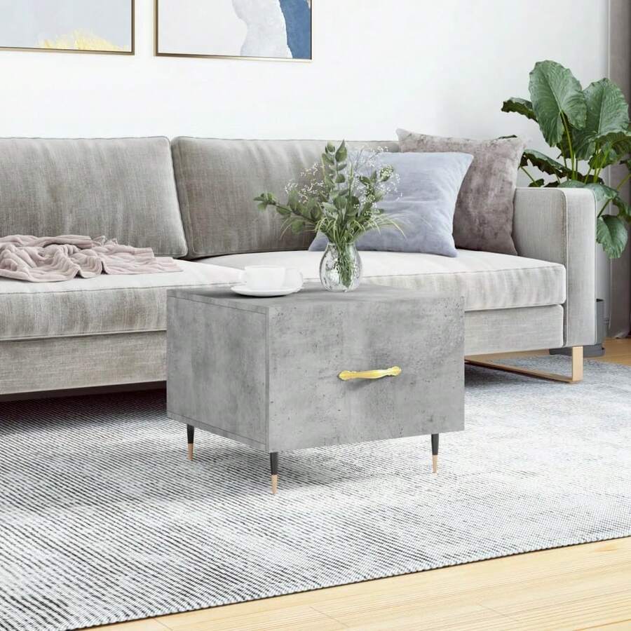 Coffee Table Concrete Grey 50x50x40 Cm Engineered Wood - Grey - View 1