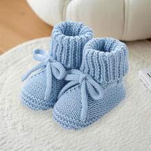 Baby Boys Girls Knitted Shoes Soft Sole First Walking Socks Comfortable Indoor Booties - Blue - View 3