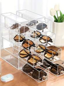 1/2 Pcs (1 Is 4 Layers) Multifunctional Transparent Desktop Bathroom Kitchen Room Storage Box - Perfect For Fashion Glasses, Cosmetics And Lipstick Dustproof Drawer Dividers, Is An Ideal Gift