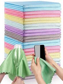 2/5/10 قطعة قماش تنظيف الزجاج من الألياف الدقيقة، قماش خالي من الوبر للنوافذ والسيارات والمطبخ والمرايا بدون ترك آثار، قابل لإعادة الاستخدام بنمط قشر السمك