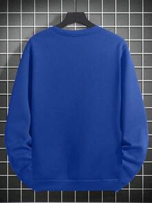 GRDR Men's Casual Solid Color Pullover Crew Neck Sweatshirt - Royal Blue - View 2