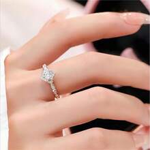 1PC Dazzling Women's Fashion Wedding Band Engagement Party Zirconia Flower Ring Birthday Anniversary Christmas Gifts For Women Girlfriend Fine Jewelry Size 5-11# - 銀色 - 查看 8