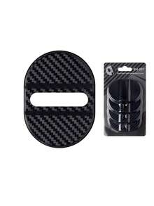 4pcs Car Door Lock Protector Covers, Carbon Fiber Car Door Handle Protectors, Scratch Guard Covers, Durable Synthetic Rubber, Oil-Rubbed Finish For Most Car Handles VW Nissan Chevrolet BMW Audi, Universal Car Door Accessory Protection Sleeve