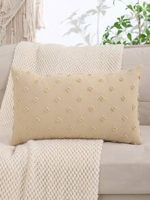 Linen Jacquard Pillow Case, Solid Color For Living Room And Bedroom Decor - Khaki - View 10