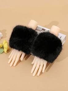 Autumn/Winter Fashion New Fluffy Soft Fluffy Outdoor Windproof Warm Women Arm Sleeves, Solid Color Cute Casual Polyester Arm Warmers For Sports, Leisure, Outings And Festivals