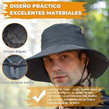 AI-PIKA Sombreros del Sol para Hombre,Sombreros para Hombre con Protección UV UPF 50+,ala Ancha,Impermeables,Transpirables para Ciclismo,Acampar,Pescar,Caminar - gris - Ver 5