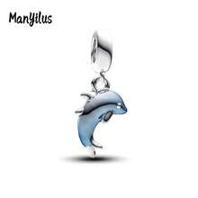 Manyilus Manyilus Original 1 Stück 925 Sterling Silber Anhänger Perlen Clips - mit Katzen Pfoten Abdruck, Oktopus, Delfin, Meeresschildkröte, Meeresfisch, Rose Herz Liebeswörter, Gitarre, Goldene Schokolade, Vierblättriges Kleeblatt, Hufeisen, Famas Hand Designs. Ein ausgezeichnetes Schmuckgeschenk für Familie, Freunde und Damen, ideal für Geburtstage, Valentinstag, Abschlusszeit, Strandaccessoires und Freundschaftstag.