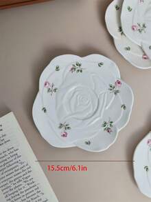 1/2/4pcs Asymmetrical Floral Ceramic Plates, Korean Ins-Style Petal Rose Ceramic High-Quality Plates, Snack/Fruit/Halloween Candy/Christmas Dessert Plates, Suitable For Home, Party, And Gifts - Nhiều màu - Xem 2