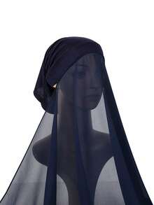 FADZOYLE 1 Stück praktischer einfarbiger Chiffon Hijab & elastische Unterkappe, atmungsaktiver dehnbarer Turban Hut, langer Kopftuchschal, Bandana Hijab, weich und leicht, multifunktional für muslimisches bescheidenes Gebet, täglichen Gebrauch, praktisch und sicher, Zubehör für Frauen, seidig, großzügige Größe für Abendkleider, Party, Reise, Büro, Geschenk, Feiertag, Strandtuch - Verschiedenfarbig - Übersicht 7