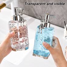 1 pieza Botella de desinfectante de manos con decoración de conejo, dispensador de jabón, bomba de desinfectante de manos, recipientes reutilizables con tapas para champú, jabón corporal, detergente para la ropa, tónico y loción, lata rellenable de líquido para el baño, la ducha, el fregadero de la cocina, la lavandería | Accesorios de baño | Decoración del hogar - transparente - Ver 4