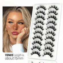 Lông mi giả kiểu hoạt hình, lông mi giả lông chồn, dày và tự nhiên, vật dụng trang điểm thiết yếu khi đi du lịch. Lông mi giả nhiều lớp dùng cho trang điểm sân khấu, lựa chọn hoàn hảo cho các sự kiện Giáng sinh. - màu đen - Xem 5