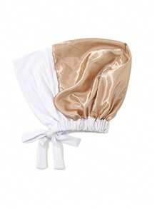 1 pieza Sudadera con capucha de unicolor y cordón elástico para mujer, camiseta interior con forro de satén, diadema elástica musulmana