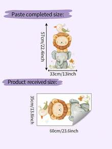 1pc Watercolor Cute Animal Wall Sticker - Elephant & Monkey Design - PVC Self-Adhesive Decal, Applicable For Game Room/Kids Bedroom Decor, Living Room, Door, Kindergarten Decor, Classroom, Home Decor & Gifts - Multicolor - View 16