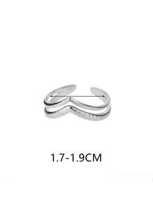 1 chiếc nhẫn hở hình trái tim bằng thép không gỉ phong cách Âu Mỹ tối giản hai lớp, thích hợp cho trang phục hàng ngày của phụ nữ, ngày lễ tình nhân, mẹ, mẹ, ngày của mẹ, quà tặng - Bạc - Xem 3
