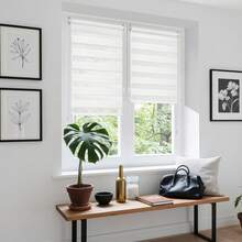 Zebra Blinds For Windows Pull Down Roller Window Shades Dual Layer Light Filtering Privacy For Day And Night, Corded Door Shades For Home Easy To Install - White - View 6