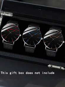 4pcs Fashion Minimalist Men's Gift Set: Quartz Watch, Cross Necklace, Bracelet And Ring. Business Casual Gift, Suitable For Friends, Colleagues, Classmates - Multicolor - View 9